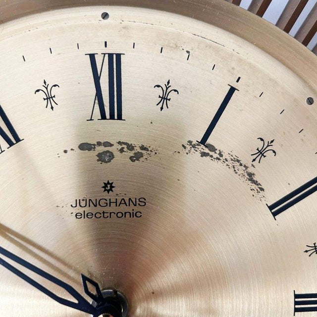 Hollywood Regency Large Vintage Sunburst Ato-Mat Sunbeam Wall Clock from Junghans, 1960s For Sale - Image 3 of 3