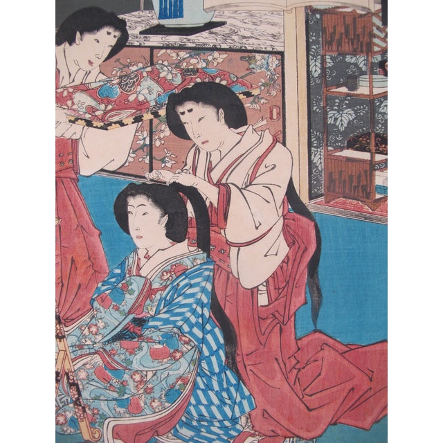 Japanese woodblock print by the artist Toyohara Kunichika (1835 - 1900), Chapter 1 from the Tale of the Genji in Modern...