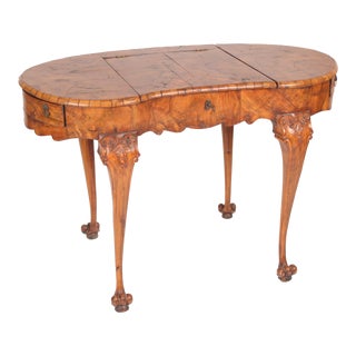 Napoleon III Burl Olive Wood Kidney Shaped Writing/ Poudre Table For Sale