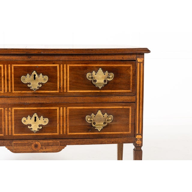 Small Antique French Louis XVI Walnut and Inlaid Commode For Sale - Image 3 of 8