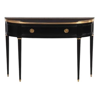 Vintage French Jansen Design Black Lacquered Console For Sale