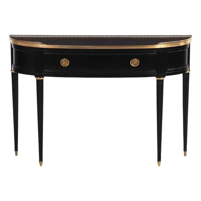 Vintage French Jansen Design Black Lacquered Console For Sale