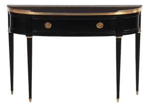 Vintage French Jansen Design Black Lacquered Console