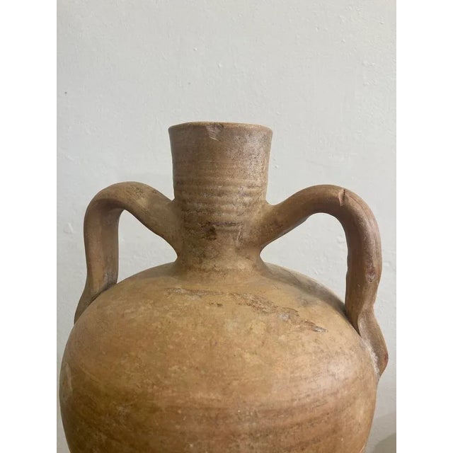 Vintage Beige Faience Vase For Sale - Image 4 of 4
