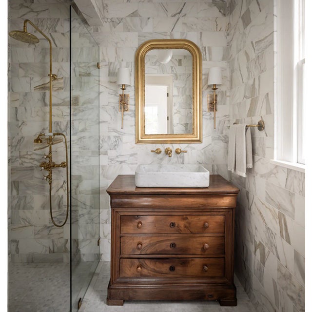 Contemporary Matthew Izzo Home Small Waverly Wall Mirror - Gold Leaf For Sale - Image 3 of 6