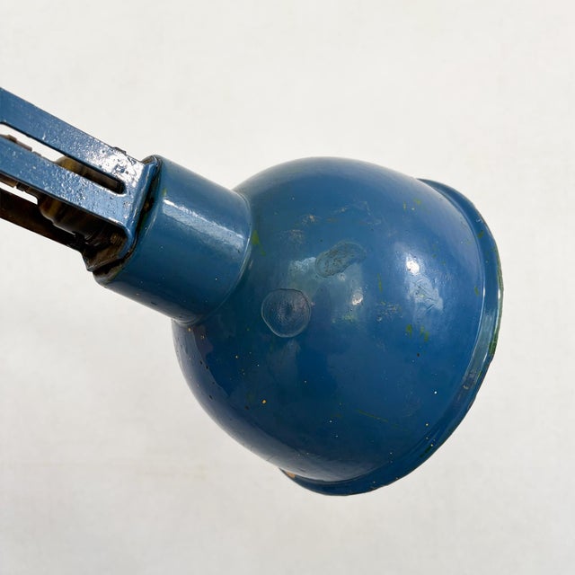 1930s Articulated Industrial Lamp with Blue Shade from Dugdills, 1930s For Sale - Image 5 of 10