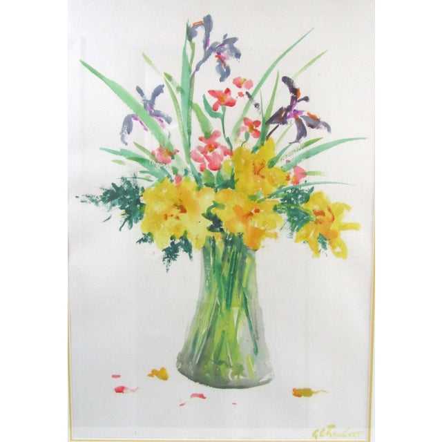 Vintage Original E. G. Bengert Watercolor Painting of Wildflowers in a Vase Elwood George Bengert (New Jersey, New York,...