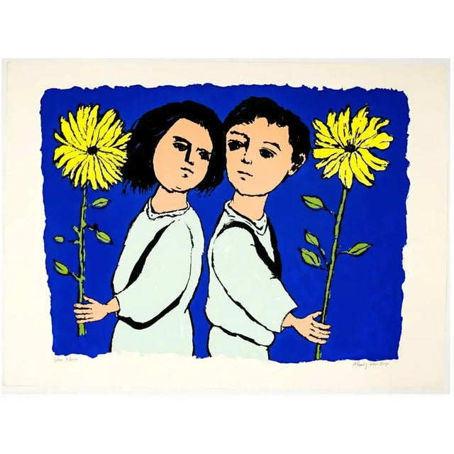 1960s Frank Kleinholz Yellow Flowers Serigraph For Sale - Image 4 of 5