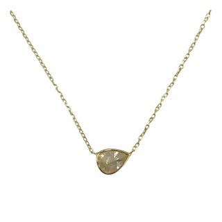 14k Yellow Gold 1.72ct Natural Diamond Bezeled Necklace For Sale