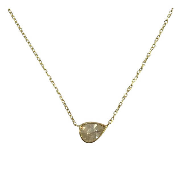 14k Yellow Gold 1.72ct Natural Diamond Bezeled Necklace For Sale