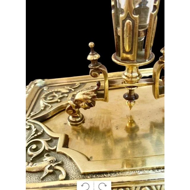 Brass Late 19th Century Gilt Brass Etched Crystal Centerpiece For Sale - Image 8 of 12