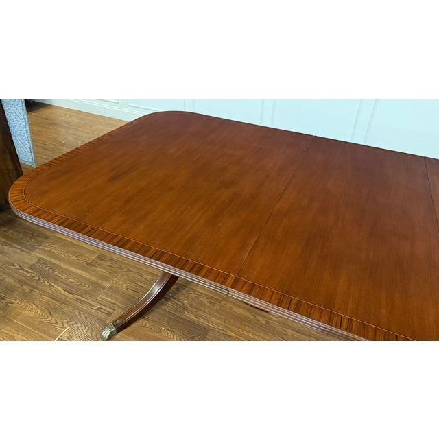 Wood Traditional Banded Mahogany Dining Table by Leighton Hall - Showroom Sample For Sale - Image 7 of 18