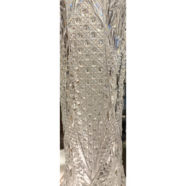 Monumental American Brilliant Period Exhibition Cut Glass Trumpet Vase, Hawkes For Sale In West Palm - Image 6 of 18