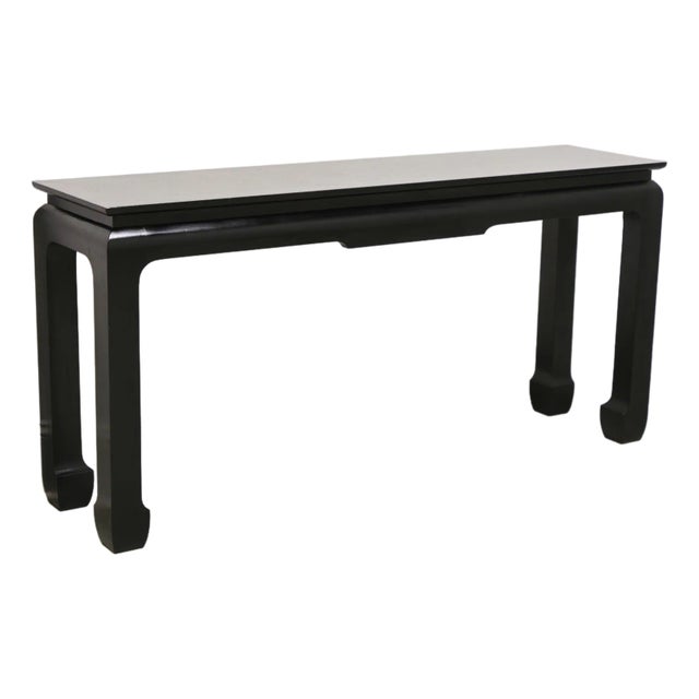 Late 20th Century Black Chinoiserie Ming Style Console Sofa Table For Sale
