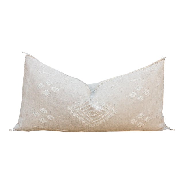 Oasis Linen Oversized Lumbar Moroccan Pillow For Sale