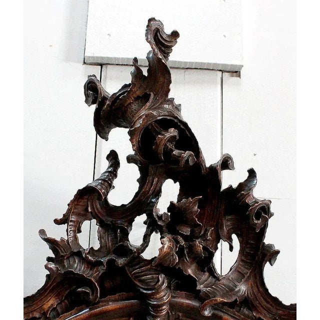 Antique Louis XV Style Solid Walnut Rocaille Mirror, 1900s For Sale - Image 5 of 18