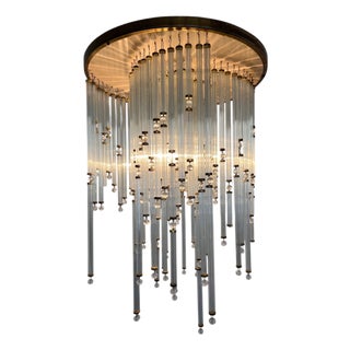 Small Mid-Century Glass Chandelier from Kinkeldey, Germany, 1970s For Sale