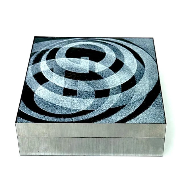 Wood Mid-Century Modern Grey Baked Enamel Trinket or Jewelry Box For Sale - Image 7 of 8