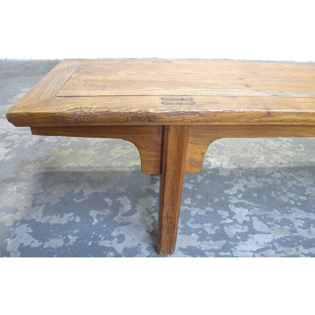 Brown 81 Inch Long Elm Bench For Sale - Image 8 of 8