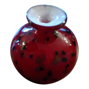 1980s Cased Art Glass Squat Bud Vase.
