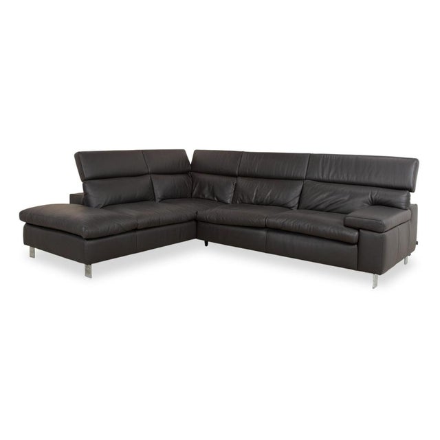 Courage Leather Chrome Corner Sofa in Grey Anthracite with Manual Function by Ewald Schillig For Sale - Image 4 of 18