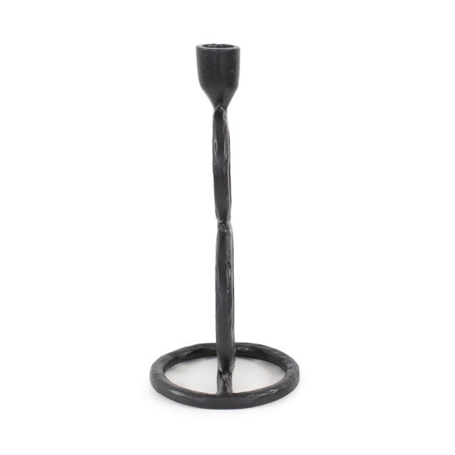 Black Double Circle Arman Aluminum Candlestick in Black For Sale - Image 8 of 11