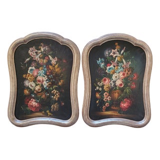 Floral Still Lifes, 1890s-1910s, Oil on Canvases, Set of 2 For Sale