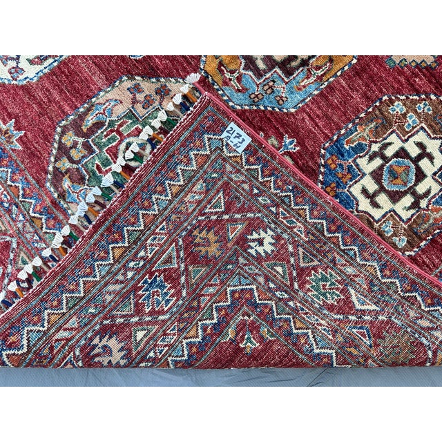 Red Memling Gul Kazak Hand-Knotted Wool Rug - 5'4" X 8'3" For Sale - Image 13 of 15