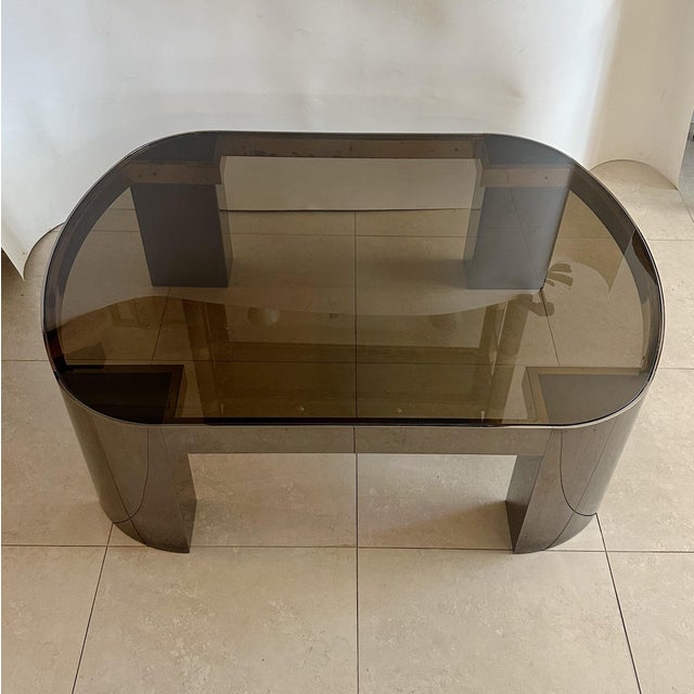 Mid-Century Modern Attributed Karl Springer Gunmetal Bankers Coffee Table, 1980s For Sale - Image 3 of 9