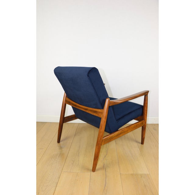 Navy Blue GFM-64 Armchair in Dark Wood from Edmund Homa, 1970s For Sale - Image 12 of 13