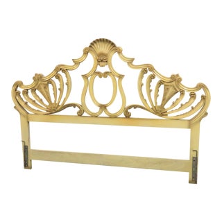 Italian Rococo Cream & Gold Carved King Size Headboard For Sale
