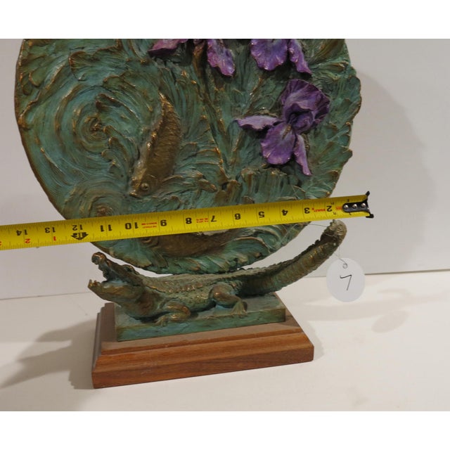 William Sharles Original Bronze Sculpture Lily Pad With Alligator For Sale - Image 14 of 18