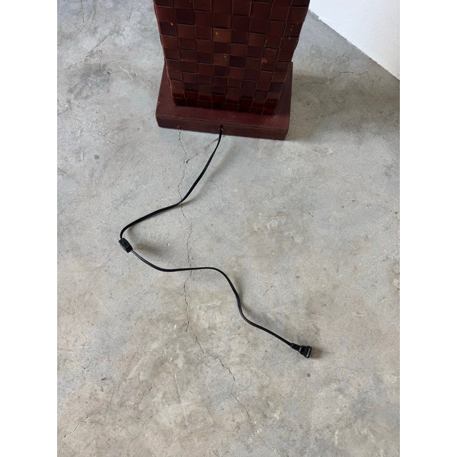 1980’s Vintage Woven Leather Floor Lamp Attributed to Paul Dupré-Lafon for Hermès For Sale - Image 11 of 12