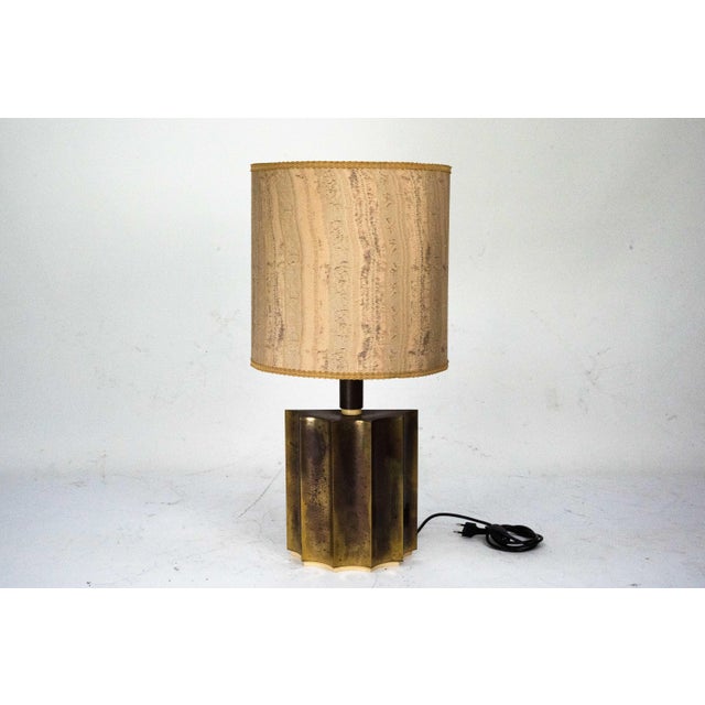 Vintage Brass Table Lamp with Fabric Shade, Italy, 1970s For Sale - Image 12 of 12