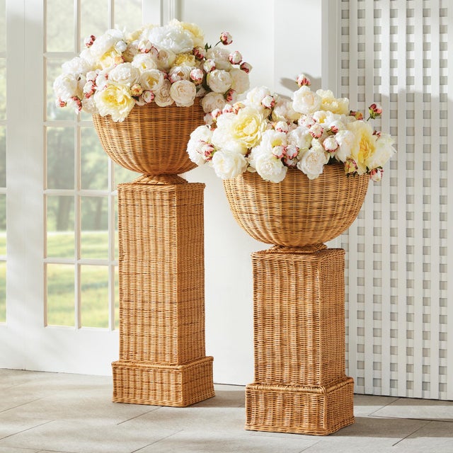 Early 21st Century Charleston Rattan Pedestal Short For Sale - Image 5 of 5
