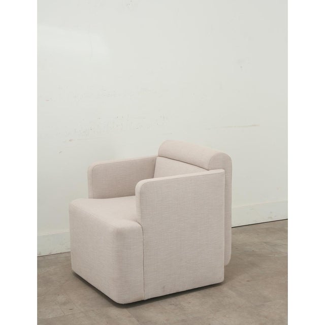 Textile Modern Upholstered Swivel Armchair by Dmitriy & Co. For Sale - Image 7 of 11