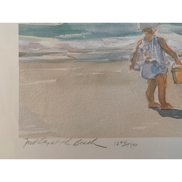 Impressionist 1980s Michelle Kennedy "First Day at the Beach" Signed Numbered Print For Sale - Image 3 of 10