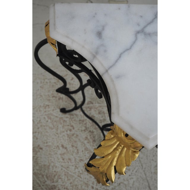 Wrought Iron Marble Top Console Foyer Table For Sale - Image 4 of 12