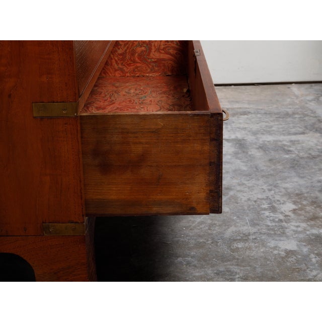 English 19th Century Teak Campaign Chest with Five Drawers and Brass Hardware For Sale - Image 4 of 12