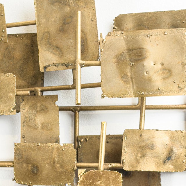 Brutalist Welded Steel & Brass Wall Sculpture in the Early Style of Curtis Jere, 1960s For Sale - Image 11 of 18