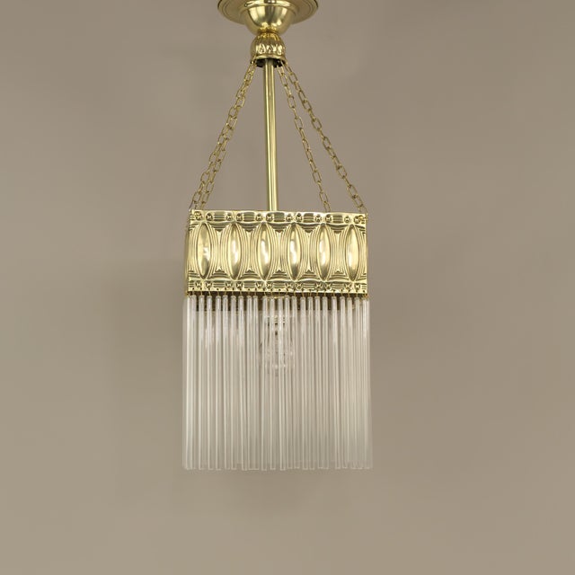 Art Nouveau French Hanging Lamp with Glass Rods, 1890s For Sale - Image 9 of 9