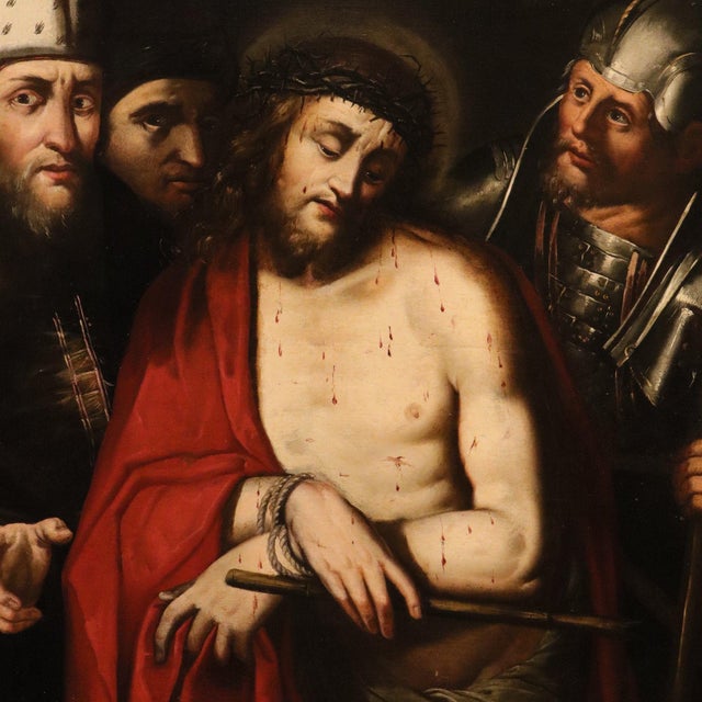 Workshop of Jacopo Ligozzi, Ecce Homo, 1630, Oil on Canvas For Sale - Image 4 of 15