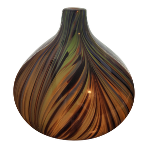 Large 11" Attributed to Murano Pulled Feather "Fenicio" Art Glass Vase – Fiery Sunset Palette
