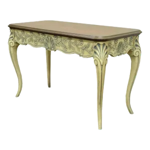 Mid 20th Century Vintage Louis XV French Country Style Shell Carved 2 Drawer Console Hall Table