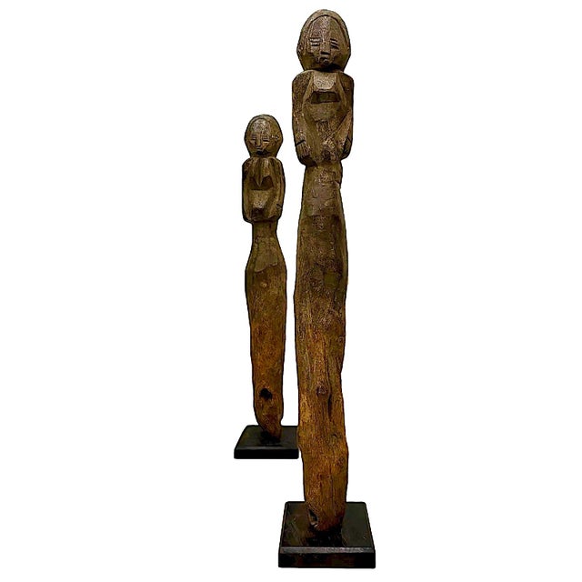 Vintage Hand Carved African Figures - a Pair For Sale - Image 4 of 8
