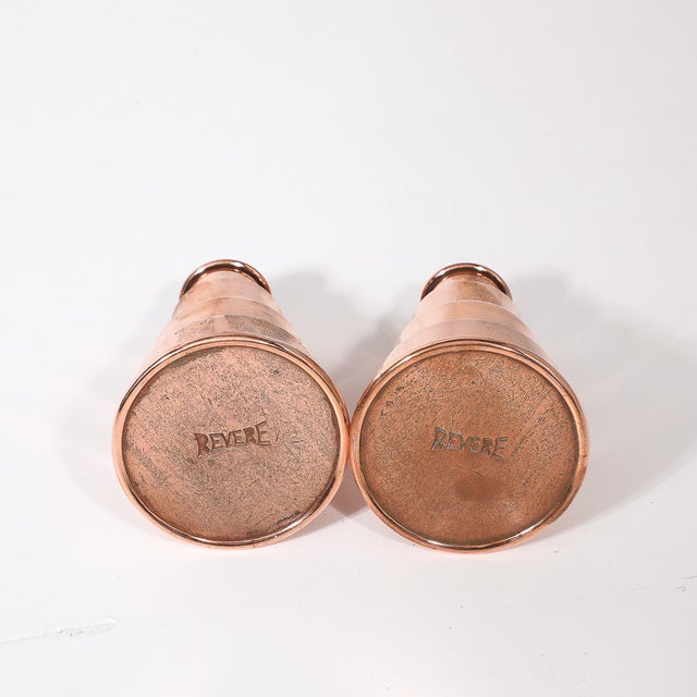 Copper Art Deco Machine Age Skyscraper Style Candleholders in Copper Signed Revere For Sale - Image 8 of 9