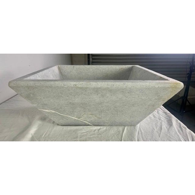 Stone Mid 20th Century Italian Marble Sink in Square Organic Modern Style For Sale - Image 7 of 13