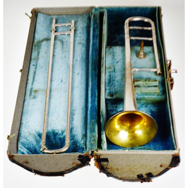 Vintage 1921 Conn 4h Silver Slide Trombone W/ Original Case & Original