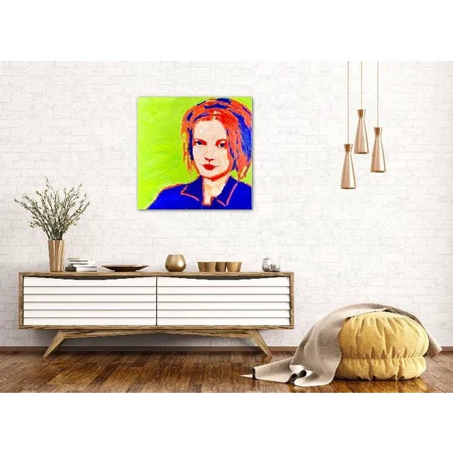 Modern Narratives — Original Portrait Original oil painting by L Haas, 24 x 24 unframed canvas, signed. Bold color and...