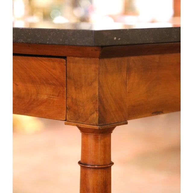 19th Century French Empire Carved Walnut Console Table With Black Marble Top For Sale - Image 4 of 14